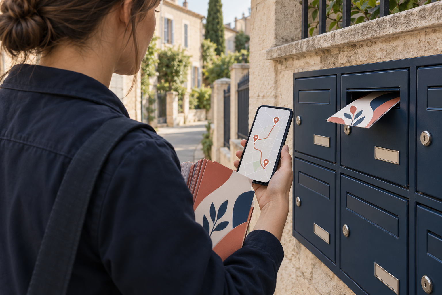 Suivi d’un parcours de distribution devant des boîtes aux lettres